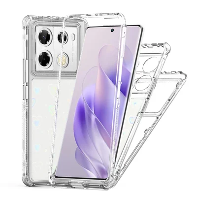 Clear Phone Case for Infinix Note 40 Pro 4G / 5G / Note 40 Pro+ Precise Cutouts Acrylic TPU Cover with Laser-printed Film - Hearts