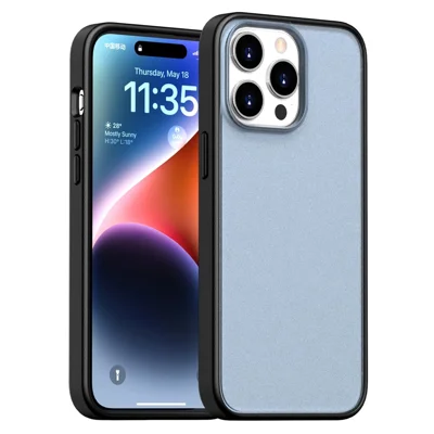 For iPhone 15 Pro Max Case Skin Feel Frosted PC + TPU Protective Phone Cover - Blue