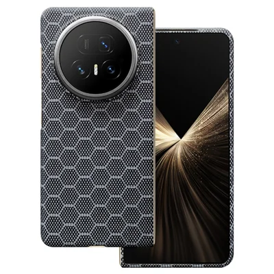 Voor Honor Magic V5 5G Magnetische Case Zeshoekig Structuur Aramidvezel Telefoonhoesje met Voorframe