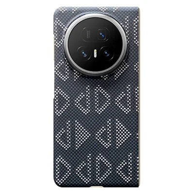For Honor Magic V5 5G Magnetic Case Geometric Pattern Aramid Fiber Phone Cover with Metal Lens Frame - Blue