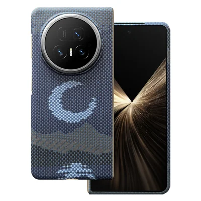 For Honor Magic V5 5G Magnetic Case Aramid Fiber Phone Cover with Metal Lens Frame / Front Frame - Moon
