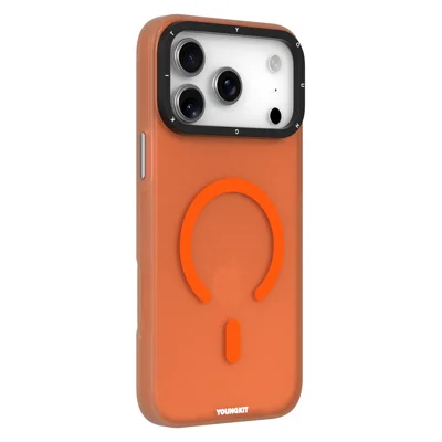 YOUNGKIT لجهاز iPhone 17 Pro غطاء غير لامع متوافق مع MagSafe غطاء هاتف PET TPU - برتقالي