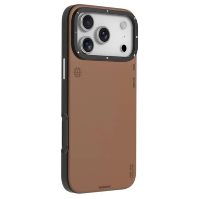 YOUNGKIT For iPhone 17 Pro Case Compatible with MagSafe PU Leather + PC Phone Cover - Bronze