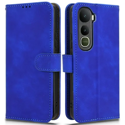 For vivo Y400 5G Leather Case Skin Feel Anti Drop Wallet Flip Phone Cover - Blue