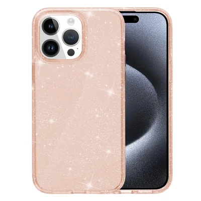 AMORUS For iPhone 15 Pro Max Case Soft TPU Hard PC Back Shockproof Phone Cover - Glitter Gold