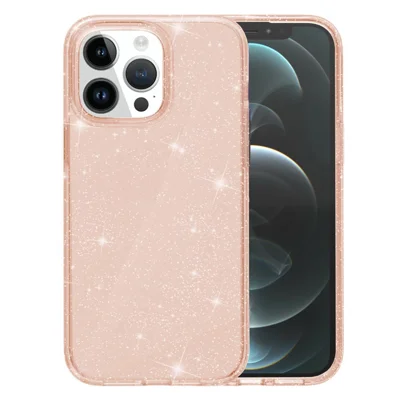 AMORUS för iPhone 12 Pro Max skal Mjukt TPU Hårt PC Bakre Skal Skockabsorberande mobilskal - Ljusguld