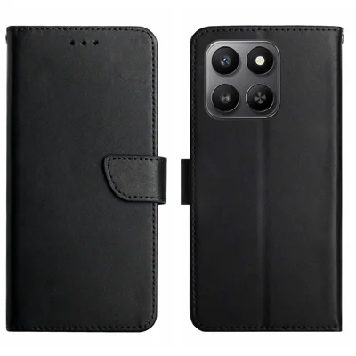 For Honor 400 Smart 5G / 4G / X7d 4G Case Genuine Cow Leather Phone Cover Nappa Texture - Black