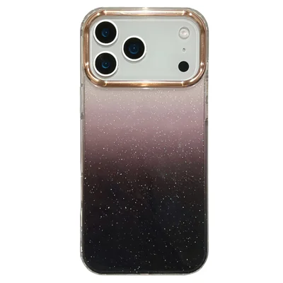 For iPhone 17 Pro Case Dual Color Gradient Electroplated Protective TPU Phone Cover - Black Pink