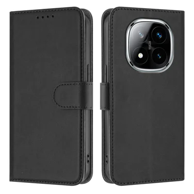 For Xiaomi Redmi Note 14 Pro 5G / Xiaomi Redmi Note 14 Pro 4G / Xiaomi Poco X7 5G / Xiaomi Redmi Note 14 Pro+ 5G Leather Case Solid Color Phone Cover with Wallet - Black