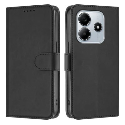 For Xiaomi Redmi Note 14 5G (China) / Xiaomi Poco M7 Pro 5G / Xiaomi Redmi Note 14 5G Leather Case Solid Color Phone Cover with Wallet - Black