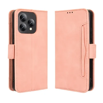 For Cubot A40 Leather Case Phone Wallet Cover with Multiple Card Slots - Pink