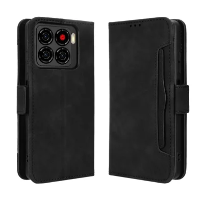 For ZTE Blade A56 Leather Case Phone Wallet Cover with Multiple Card Slots - Black