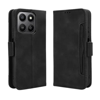 For Honor 400 Smart 5G / 4G / X7d 4G Leather Case Phone Wallet Cover with Multiple Card Slots - Black