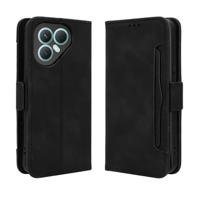 For TECNO Pova 7 Ultra 5G Leather Case Phone Wallet Cover with Multiple Card Slots - Black