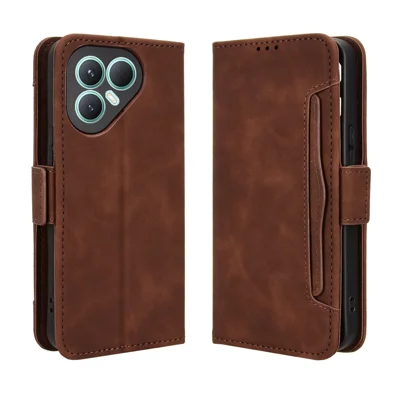 For TECNO Pova 7 Pro 5G Leather Case Phone Wallet Cover with Multiple Card Slots - Brown