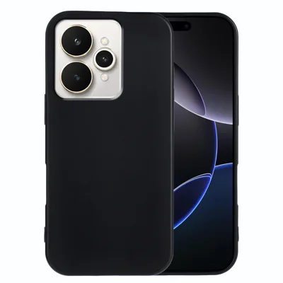 For Realme 15 5G / Realme 15 Pro 5G TPU Case Soft Matte Anti-fingerprint Phone Back Cover - Black