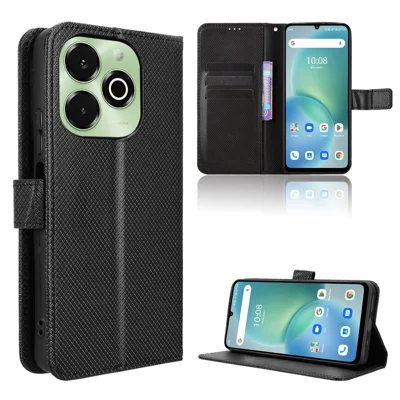 For Umidigi G100x 4G / Umidigi G100x 5G / Umidigi Note 100x 4G / Umidigi Note 100x 5G / Umidigi G9x 4G Leather Wallet Case with Strap Diamond Texture Phone Cover - Black