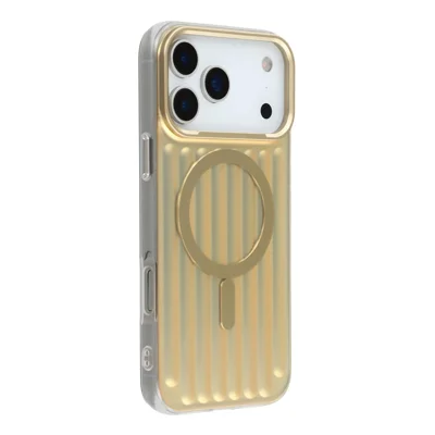 For iPhone 18 Pro Max / 17 Pro Max Case Compatible with MagSafe Luggage Texture IMD TPU Phone Back Cover - Gold