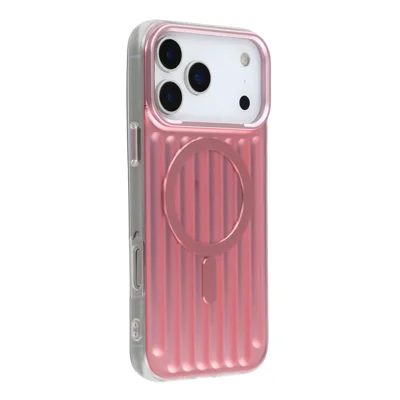 Til iPhone 17 Pro Case Kompatibel med MagSafe Kuffertstruktur IMD TPU Telefon Bagdæksel - Rosenød