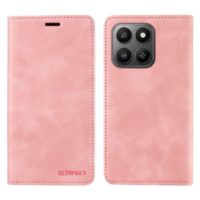 BETOPNICE For Honor 400 Smart 5G / 4G / X7d 4G Case Magnetic Closure RFID Blocking Wallet Stand Leather Phone Cover - Pink