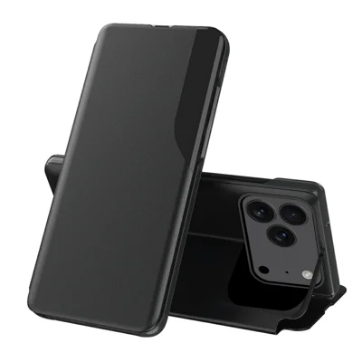 AMORUS til iPhone 17 Pro Max hylse Folio Flip ståplads PU læder telefondæksel - Sort