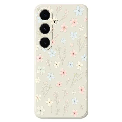 Samsung Galaxy S25 FE-hoesje met print van kleine bloesemtakken, rechte rand, TPU-telefoonhoesje - Beige