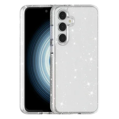 AMORUS For Samsung Galaxy S25 FE Case Soft TPU Hard PC Back Shockproof Phone Cover - Glitter White