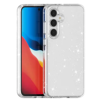 AMORUS For Samsung Galaxy S23 FE Case Soft TPU Hard PC Back Shockproof Phone Cover - Glitter White