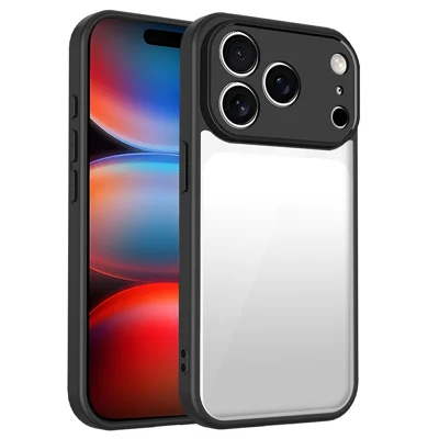 For iPhone 17 Pro Case Matte Skin Touch Clear PC + TPU Shockproof Phone Back Cover - Zwart