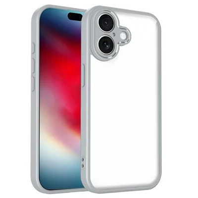 Voor iPhone 17 hoesje mat met aanraking van de huid duidelijk PC + TPU stootvaste telefoon achterklep - Grijs