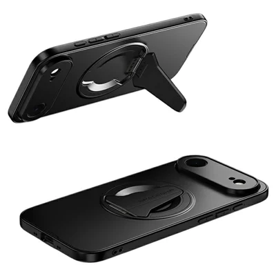 For iPhone Air Case Compatibel met MagSafe Verborgen Standaard Huidgevoelige Matte PC TPU Telefoonhoesje - Zwart