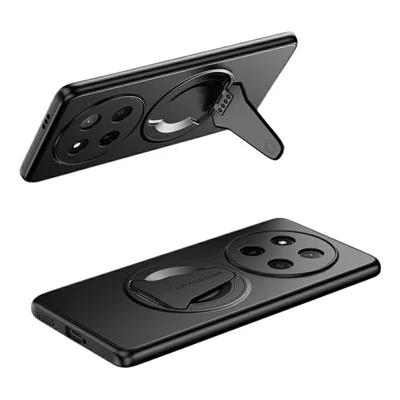 Phone Case for Honor Magic7 Lite 5G / X9c 5G / X60 Pro 5G Magnetic Case Hidden Kickstand Skin-Feel Matte PC TPU Cover - Black