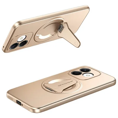 For Honor X60i 5G Case Magnetic Case Hidden Kickstand Skin-Feel Matte PC TPU Phone Back Cover - Desert Gold