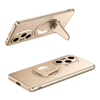 Fodral till Honor 300 Pro, kompatibelt med MagSafe, doldt stöd, skinnvänlig matt PC-TPU bakplatta – Öken guld