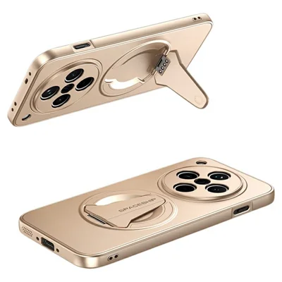 For Oppo Find X8 5G Magnetic Case Hidden Kickstand Skin-Feel Matte PC TPU Phone Back Cover - Desert Gold
