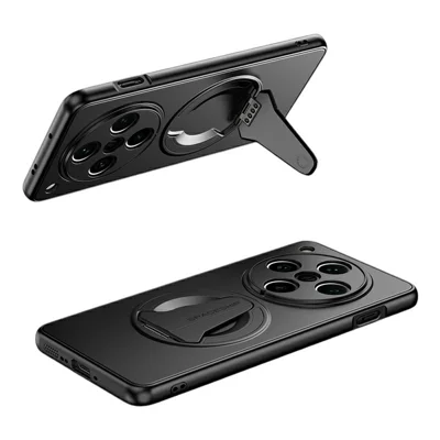 For Oppo Find X8 Pro 5G Magnetic Case Hidden Kickstand Skin-Feel Matte PC TPU Phone Back Cover - Black