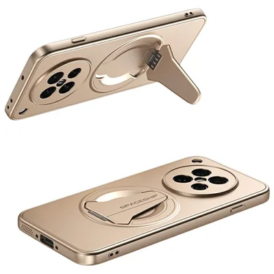 For Oppo Find X8s 5G Magnetic Case Hidden Kickstand Skin-Feel Matte PC TPU Phone Back Cover - Desert Gold