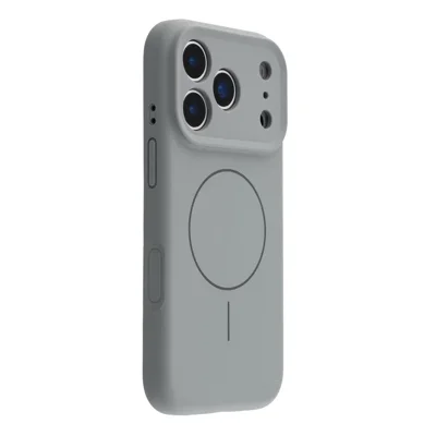 For iPhone 17 Pro Case Compatible with MagSafe Liquid Silicone + PC Phone Cover with Camera Touch Control Button - Dark Grey