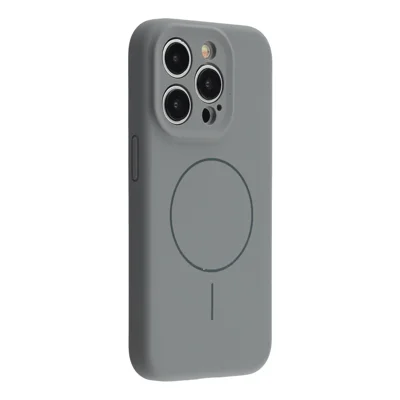 Voor iPhone 13 Pro Max hoesje compatibel met MagSafe, zacht huid-aanraak vloeibaar siliconen + PC telefoonhoesje - Donkergrijs