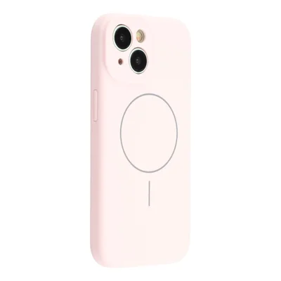 For iPhone 14 Case Compatible with MagSafe Soft Skin-Touch Liquid Silicone + PC Phone Cover - Pink