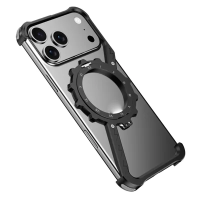 For iPhone 17 Pro Max Kickstand Case Compatible with MagSafe Z Shape Bumper Phone Cover - Black