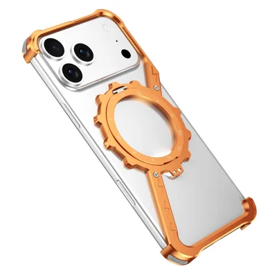 For iPhone 17 Pro Kickstand Case Compatible with MagSafe Z Shape Bumper Phone Cover - Orange