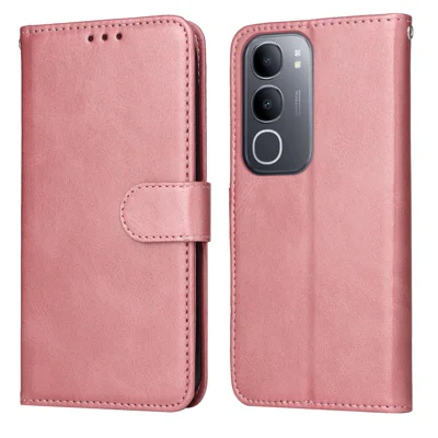 For vivo Y50 Case Wallet PU Leather Folio Flip Phone Cover - Pink