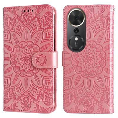 For Honor Play 70 Plus 5G Case Sunflower Imprint Leather Wallet Phone Cover - Pink