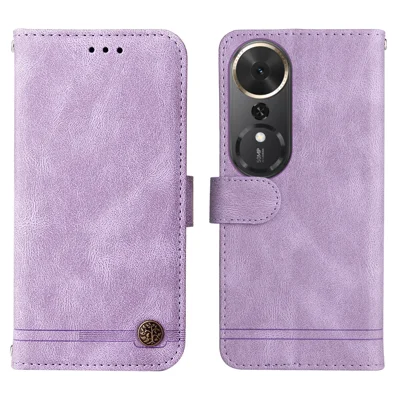For Honor Play 70 Plus 5G Leather Wallet Cases Skin Touch Phone Cover Stand with Strap - Purple