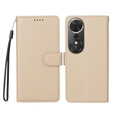 For Honor Play 70 Plus 5G Case RFID Blocking 3 Card Slots PU Leather Phone Cover with Wrist Strap - Creamy White