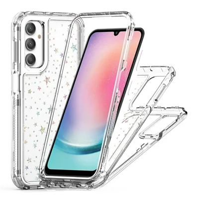 For Samsung Galaxy A24 4G (162.1mm) Case Clear Acrylic TPU Hybrid Phone Cover with Laser-printed Film - Stars