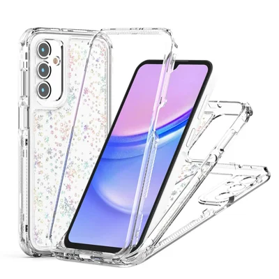 Voor Samsung Galaxy A55 5G hoesje Precieze uitgesneden Acryl TPU Transparant telefoonhoesje met laserbedrukte film - Sneeuwvlokken