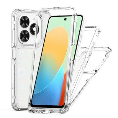 Clear Phone Case for TECNO Spark Go 2024 4G / Spark 20 / Spark 20C / Pop 8 / Infinix Smart 8 4G / Smart 8 HD 4G / Hot 40i X6528B Acrylic TPU Cover - Hearts