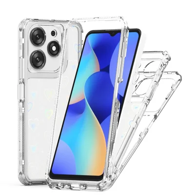 For TECNO Spark 10 Pro Case Precise Cutouts Acrylic TPU Clear Phone Cover with Laser-printed Film - Hearts